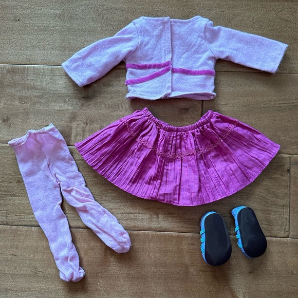 American Girl Doll “Sweet Sequins Party” Outfit with Pink Sweater, Dress, Tights - Picture 9 of 16